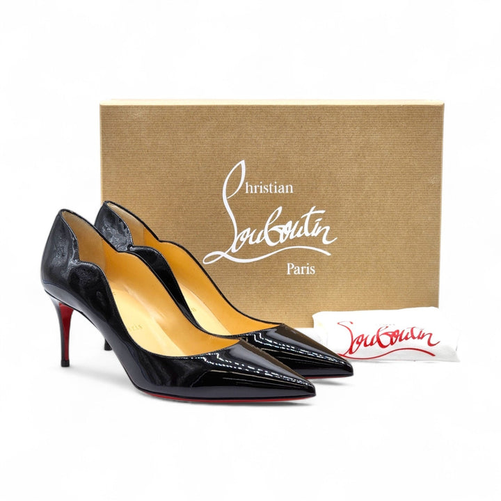 Christian Louboutin Hot Chick Patent Leather Kitten Heel Pumps Black