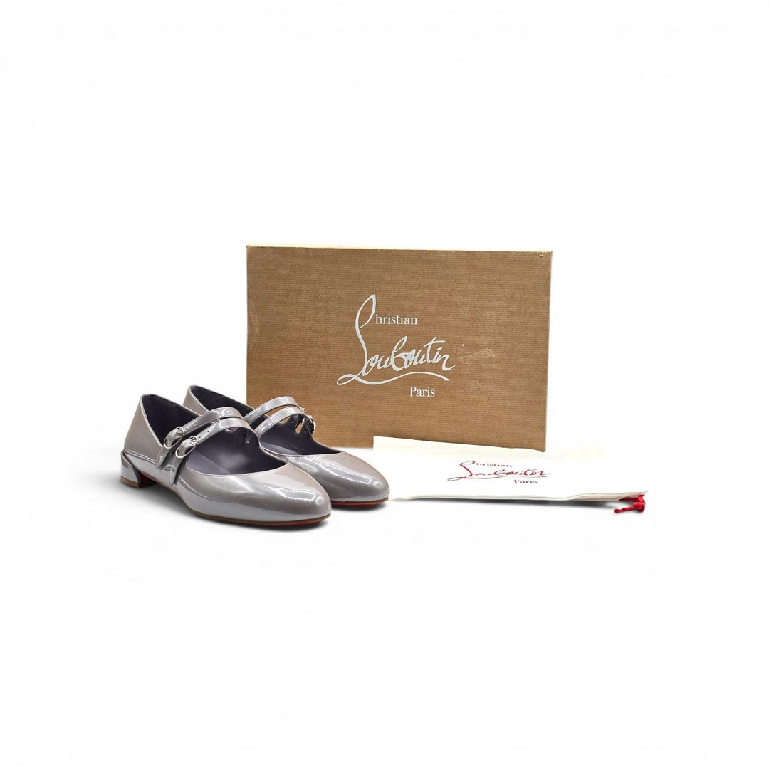 Christian Louboutin Sweet Jane Patent Leather Flats Gray EU 38.5 US 8.5 NWB