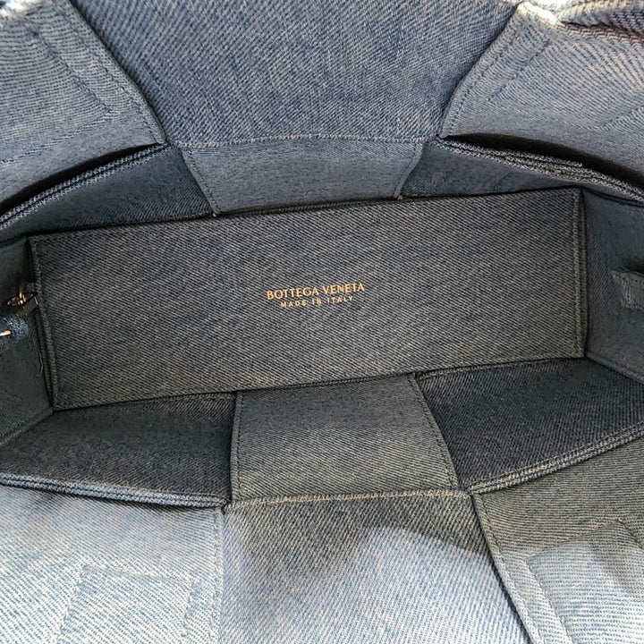 Bottega Veneta Denim Maxi Intrecciato Mini Arco Tote Shoulder Bag Blue