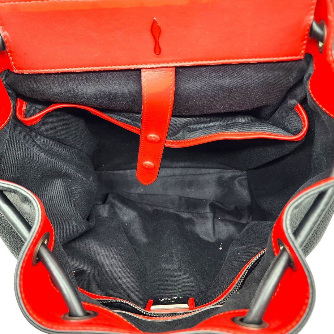 Christian Louboutin Spike Studs Explorafunk Black Leather Backpack - Preowned