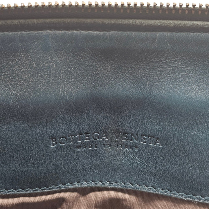 Bottega Veneta Intrecciato Woven Leather Clutch Bag Blue - Preowned