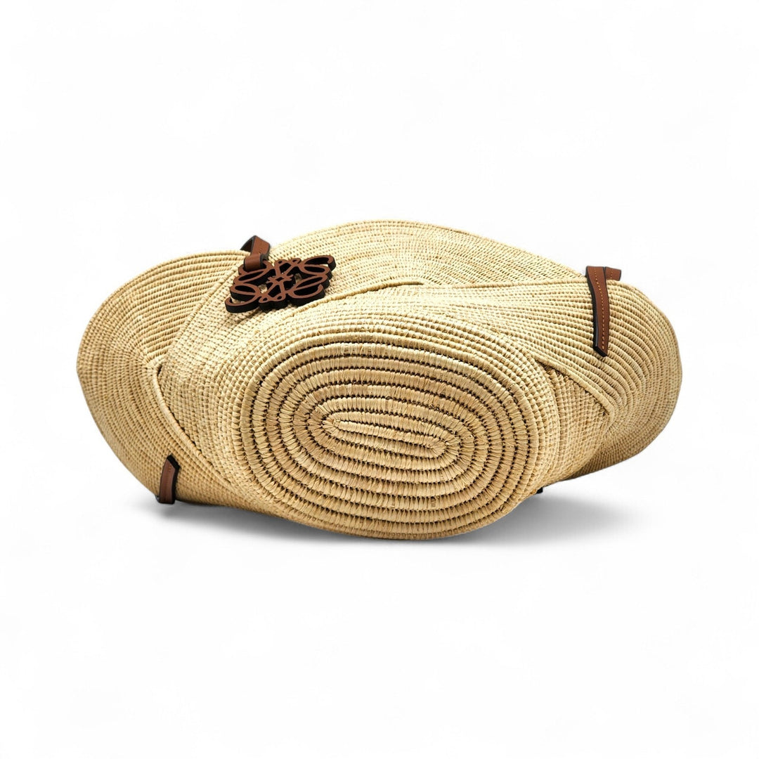 Loewe x Paula’s Ibiza Petal Anagram Natural Raffia Basket Tote Bag Beige - New