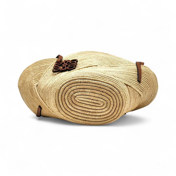 Loewe x Paula’s Ibiza Petal Anagram Natural Raffia Basket Tote Bag Beige - New