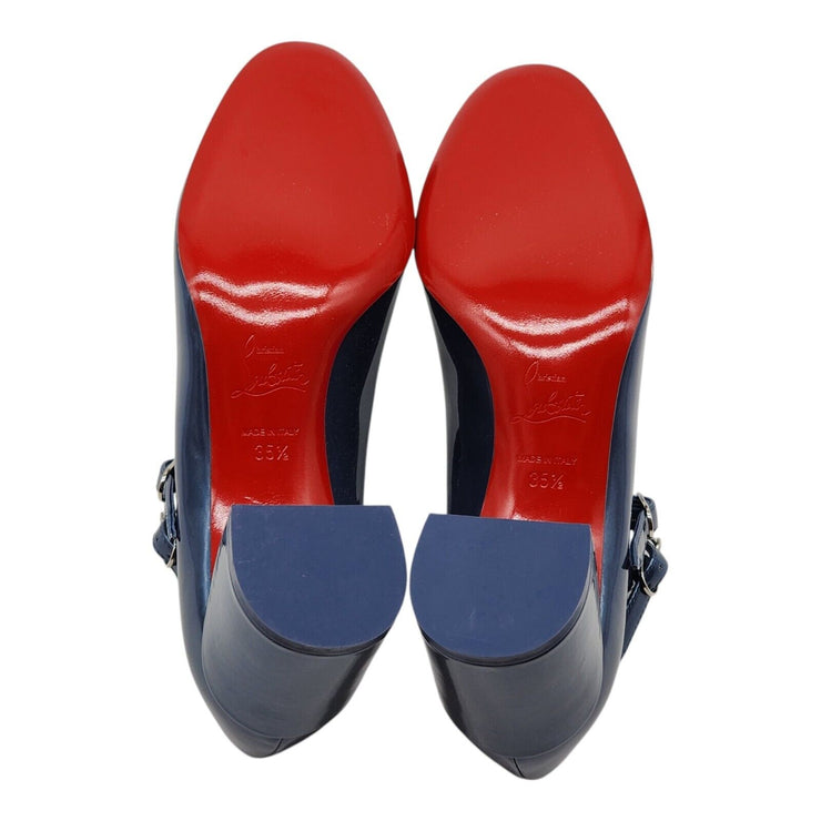 Christian Louboutin Miss Jane Pumps 55mm - Leather - Blue - 35.5