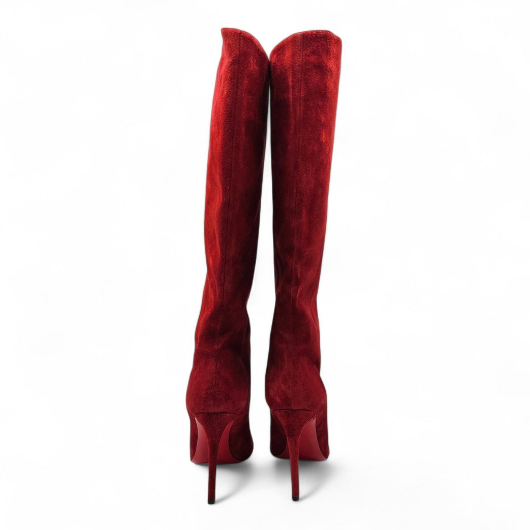 Christian Louboutin Vitish 100 Suede Knee-High Boots Red EU 41.5 US 11