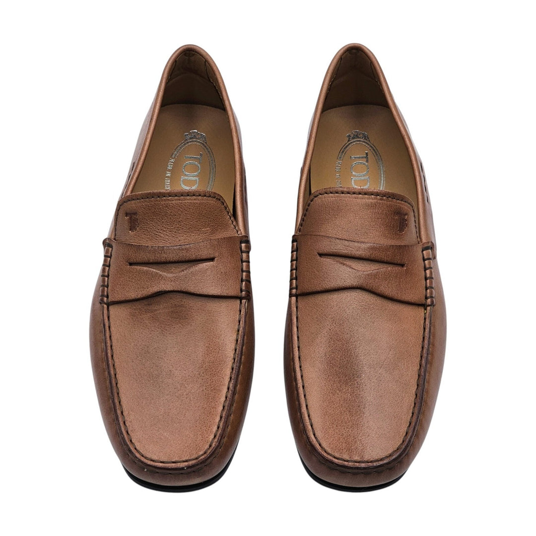 Tod's City Gommino Driving Leather Loafers Brown Size 7 US 8.5 - New $695