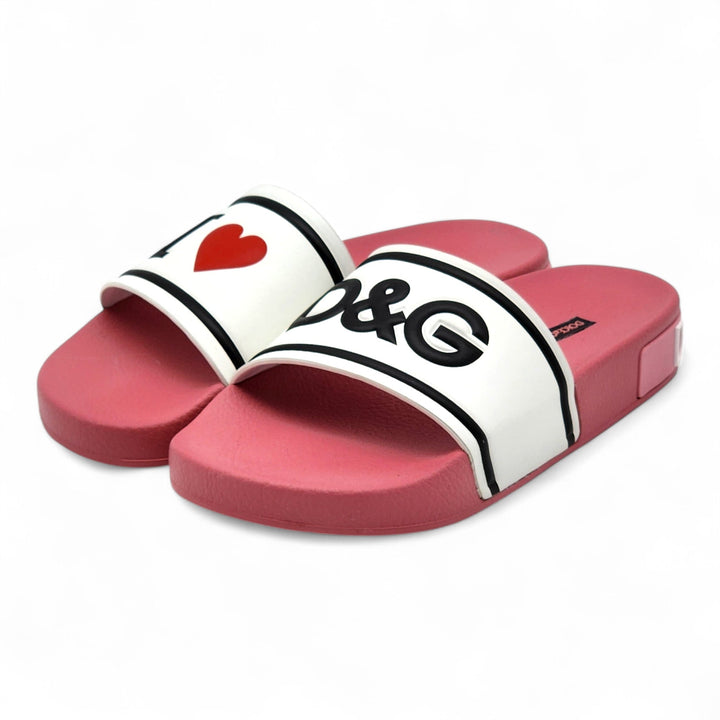 Dolce & Gabbana Logo Saint Barth Rubber Pool Slides Pink EU 36 US 6