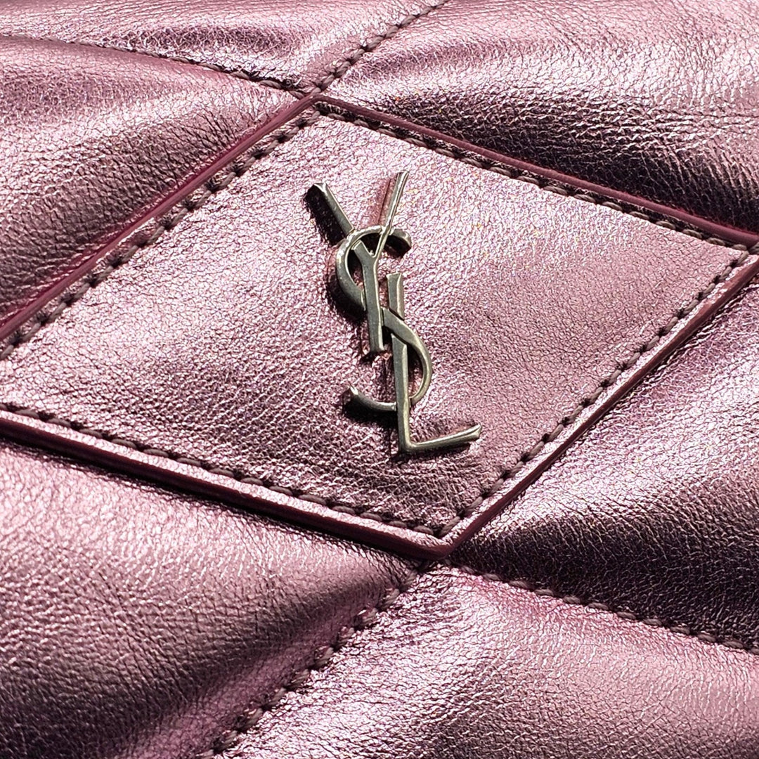 Saint Laurent Sade Puffer Envelope Leather Clutch Metallic Pink - NWT