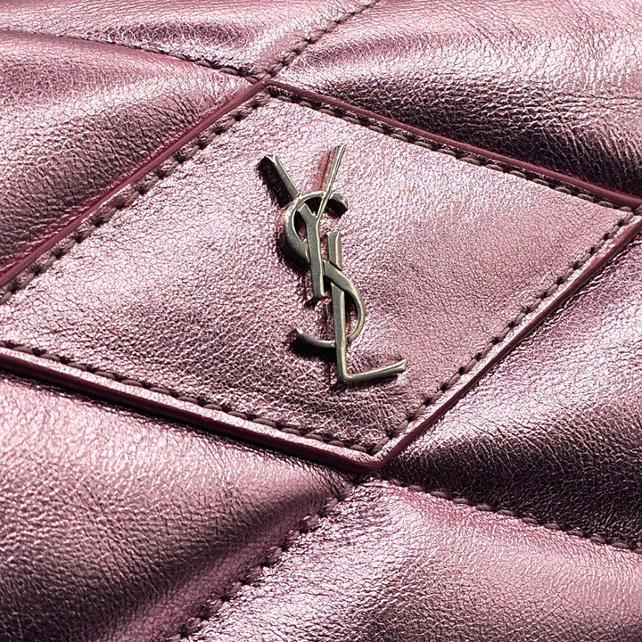 Saint Laurent Sade Puffer Envelope Leather Clutch Metallic Pink - NWT