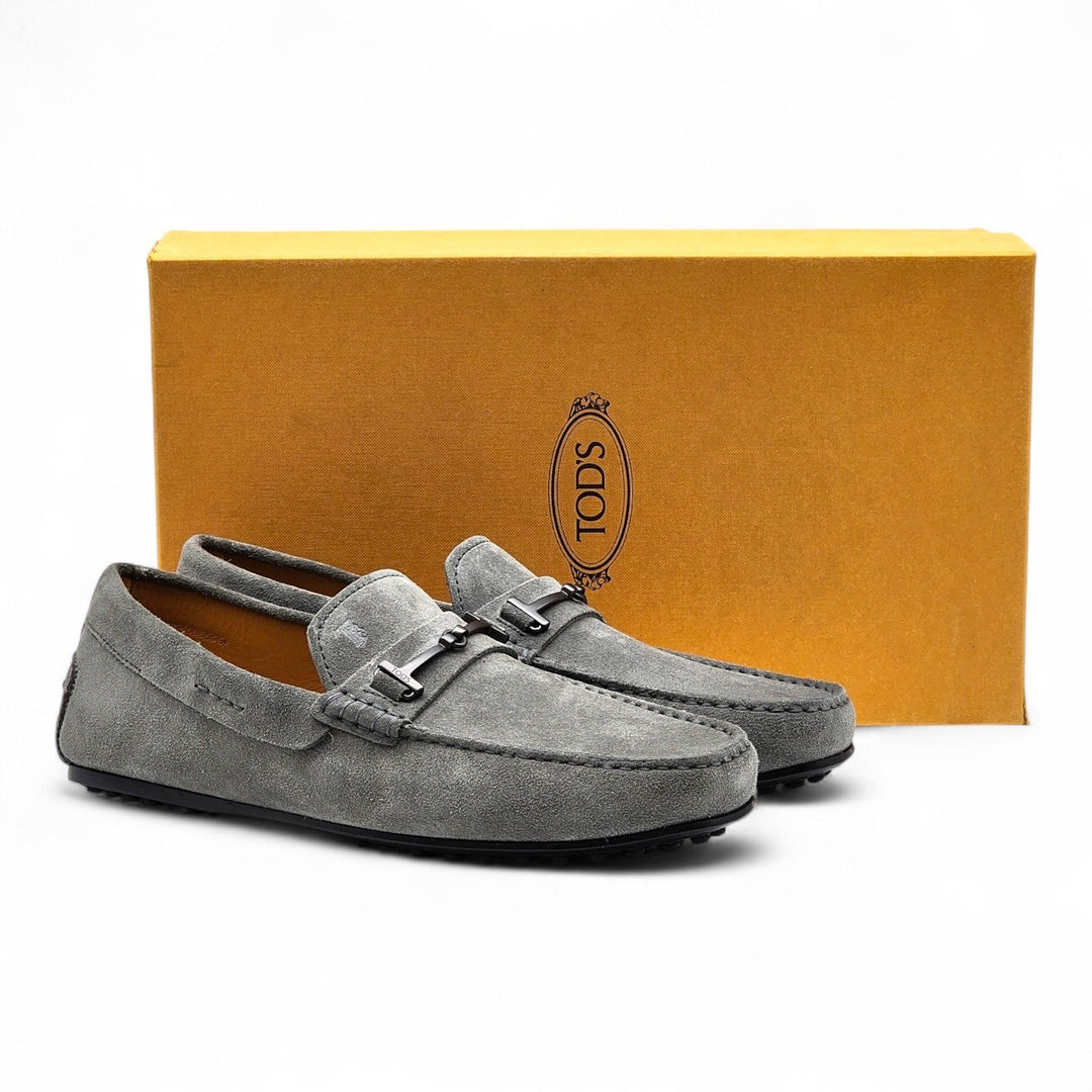 Tod’s City Gommino Driving Men's Suede Loafers Gray UK 8 US 9.5