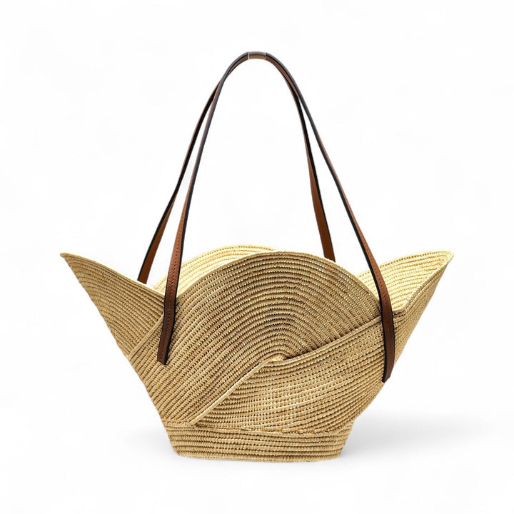 Loewe x Paula’s Ibiza Petal Anagram Natural Raffia Basket Tote Bag Beige - New
