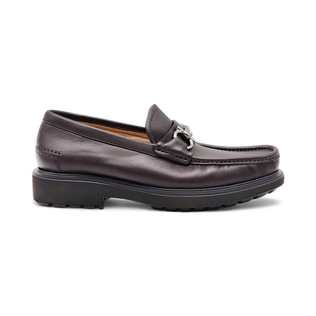 Salvatore Ferragamo Glasgow Calf Leather Loafers Brown UK 10.5 EE US 11.5