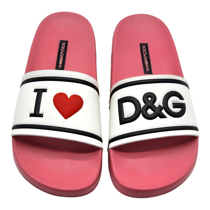 Dolce & Gabbana Logo Saint Barth Rubber Pool Slides Pink EU 36 US 6
