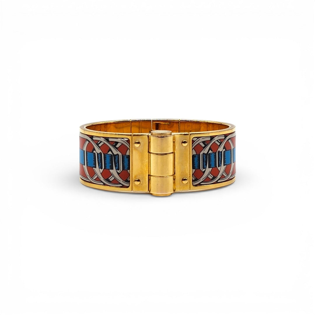 Hermès Charnière Uni Bracelet Gold-Tone Enamel Made in France