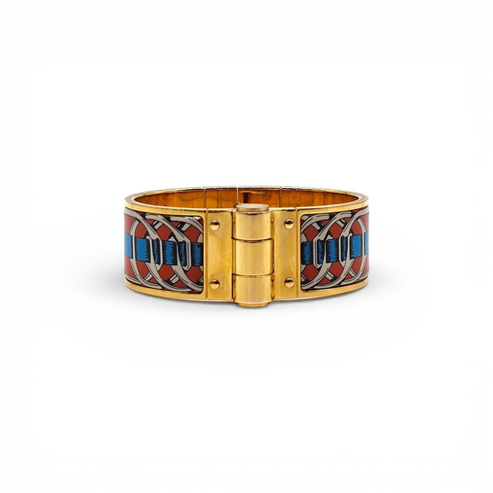 Hermès Charnière Uni Bracelet Gold-Tone Enamel Made in France