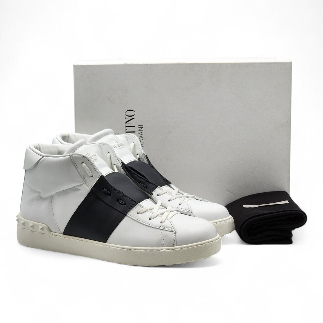 Valentino Garavani Open Men's High Top Leather Sneakers White Black EU 44 US 11