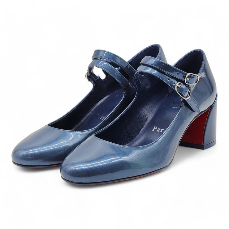 Christian Louboutin Miss Jane Pumps 55mm - Leather - Blue - 35.5