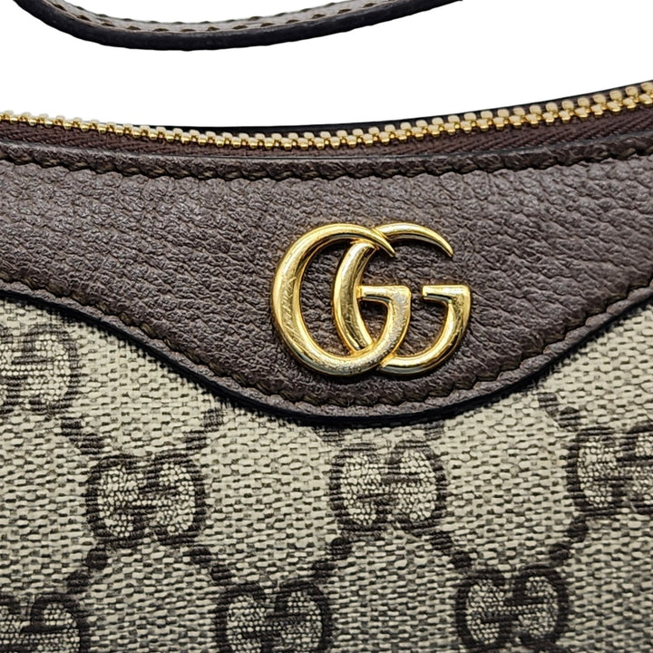 Gucci GG Supreme Monogram Small Ophidia Hobo Shoulder Bag Ebony Beige Brown