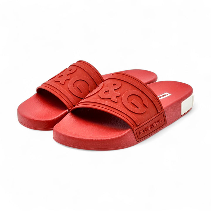 Dolce&Gabbana Saint Barth Rubber Pool Slides in Red EU 39 US 9