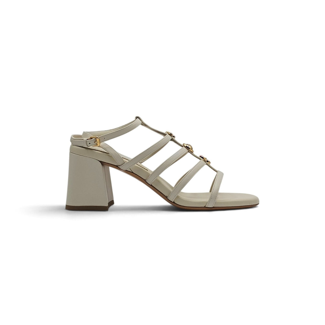 Louis Vuitton Gaia Sandals Ecru Lambskin EU 39 US 9 Gold Charms 1AK44T