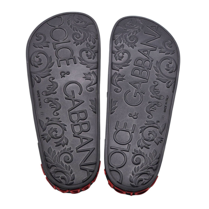 Dolce & Gabbana Logo Saint Barth Rubber Pool Slides Black EU 39 US 9