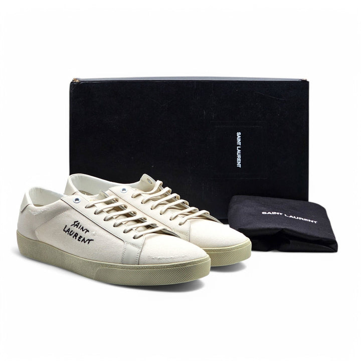 Saint Laurent Court Classic SL/06 Leather Sneakers Cream EU 45 US 12