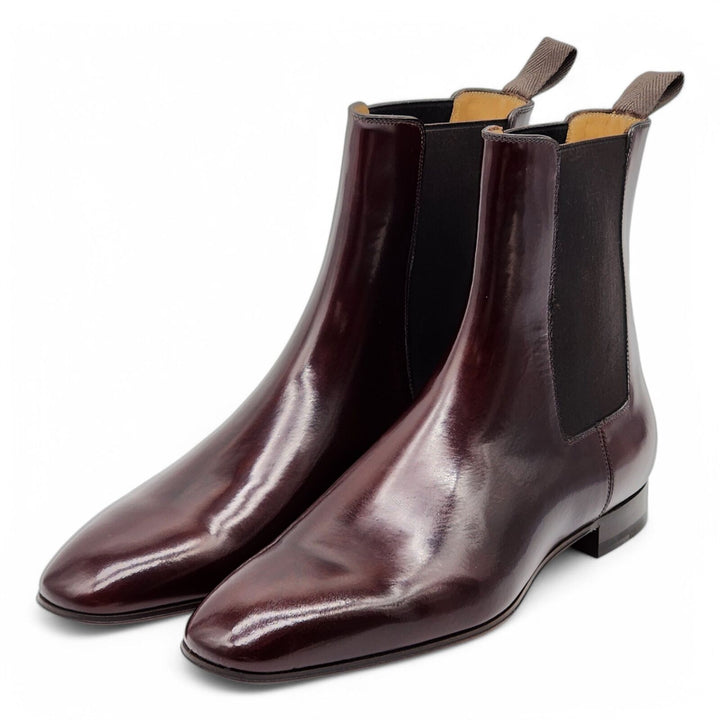 Christian Louboutin Samson Calf Leather Boots Burgundy EU 41 US 8