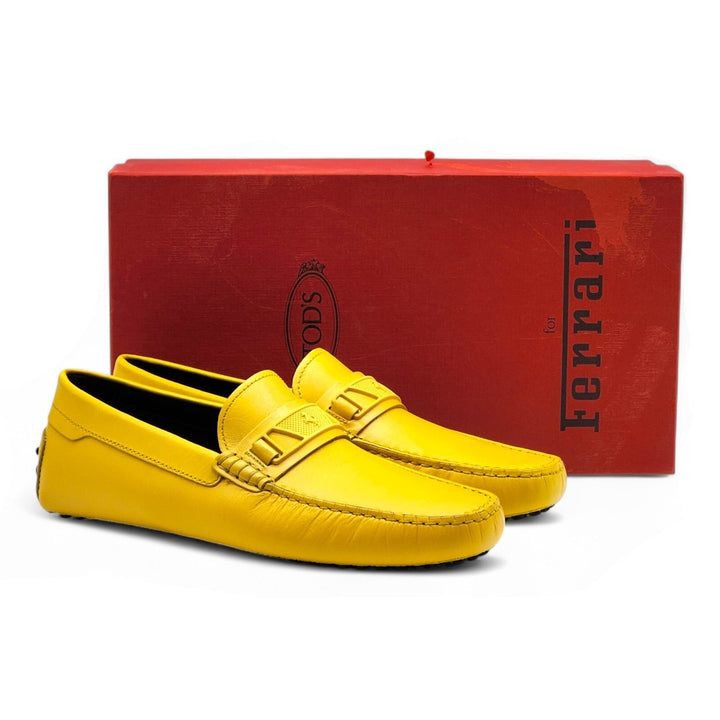 Tod’s for Ferrari Leather Gommino Driving Loafers Yellow UK 7.5 US 8.5