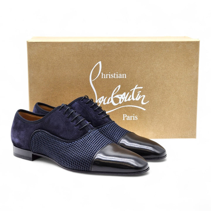 Christian Louboutin Greggo Leather and Suede Oxford Shoes Blue EU 42 / US 9