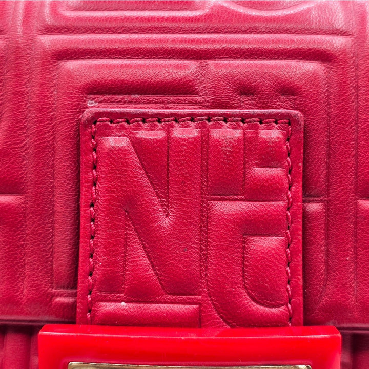 Fendi Monogram Mama Baguette Leather Shoulder Bag in Red