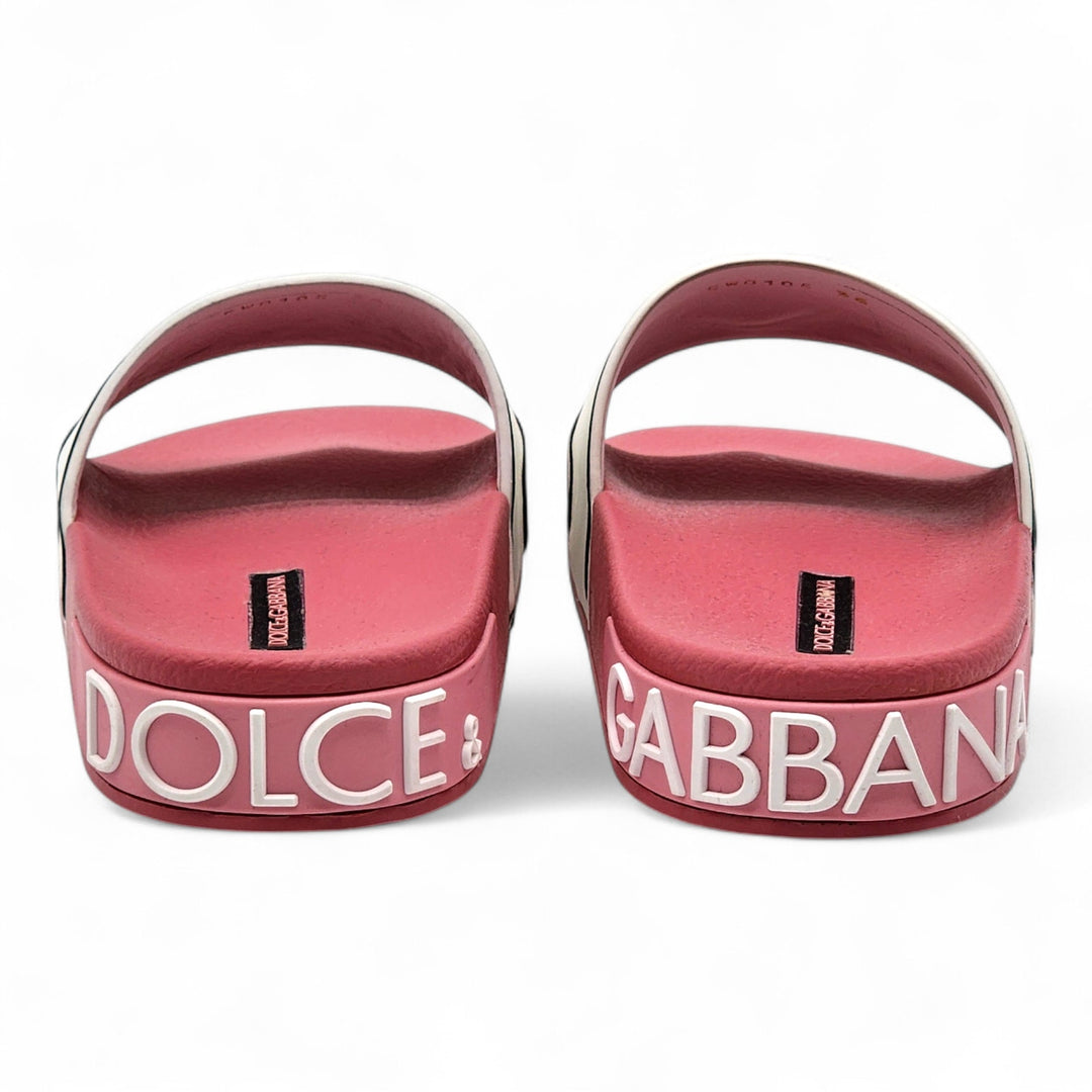 Dolce & Gabbana Logo Saint Barth Rubber Pool Slides Pink EU 36 US 6