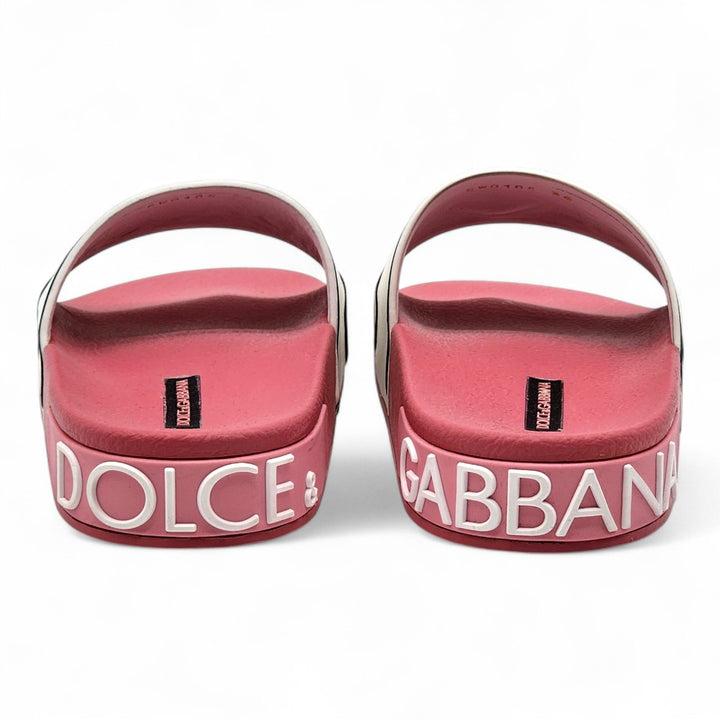 Dolce & Gabbana Logo Saint Barth Rubber Pool Slides Pink EU 36 US 6