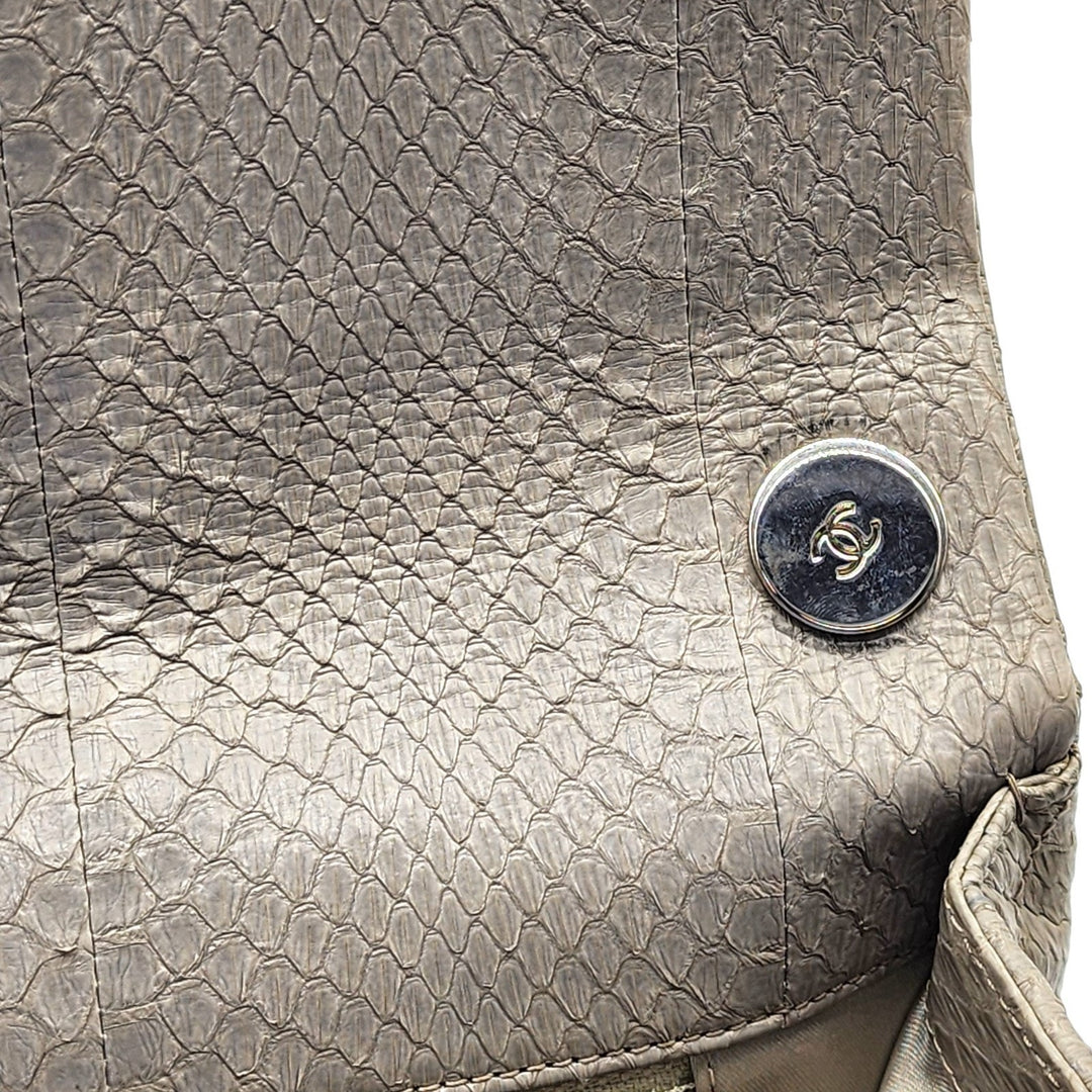 Chanel Python Easy Carry Medium Classic Flap Bag Top Handle Beige