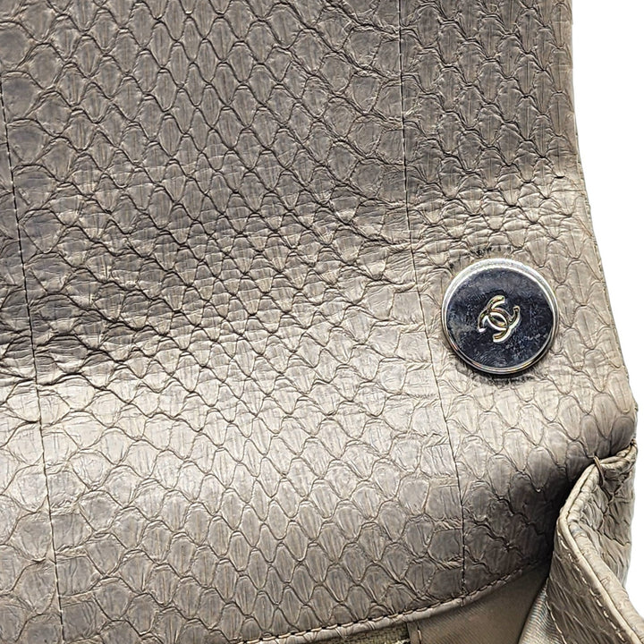 Chanel Python Easy Carry Medium Classic Flap Bag Top Handle Beige