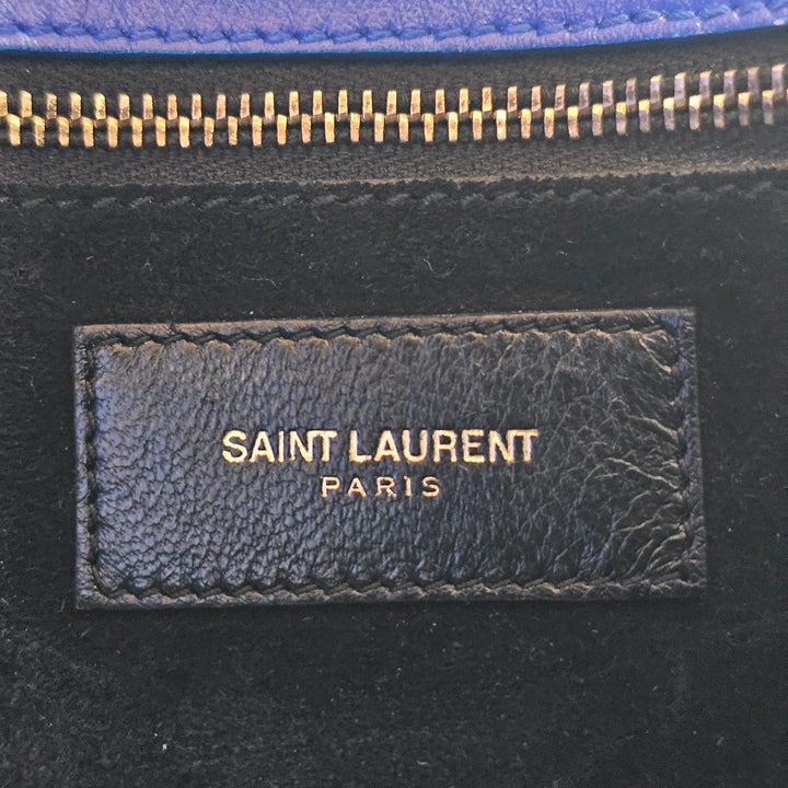Saint Laurent Sac de Jour Medium Blue Leather Tote Bag with strap