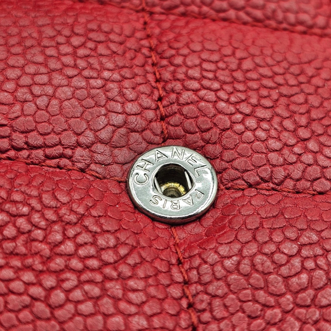 Chanel Boy Wallet Caviar Leather Red with Antique Silver HW 22 series with box