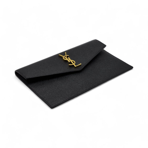 Saint Laurent Uptown Pouch Clutch Bag - Grain de Poudre Leather - Black