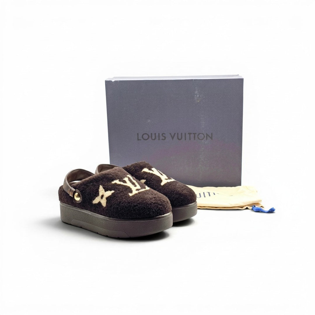 Louis Vuitton Aspen Platform Closed Mule Clogs Shearling 1AITGR EU 38 US 8 $1710