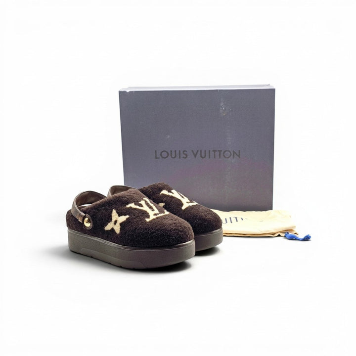 Louis Vuitton Aspen Platform Closed Mule Clogs Shearling 1AITGR EU 38 US 8 $1710