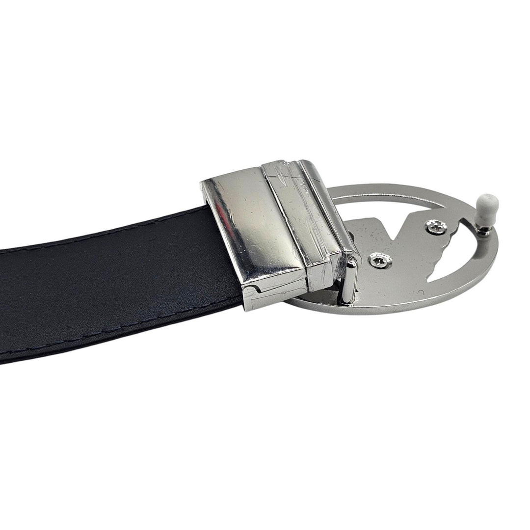 Emporio Armani Leather Reversible Belt Black with Silver Eagle Buckle