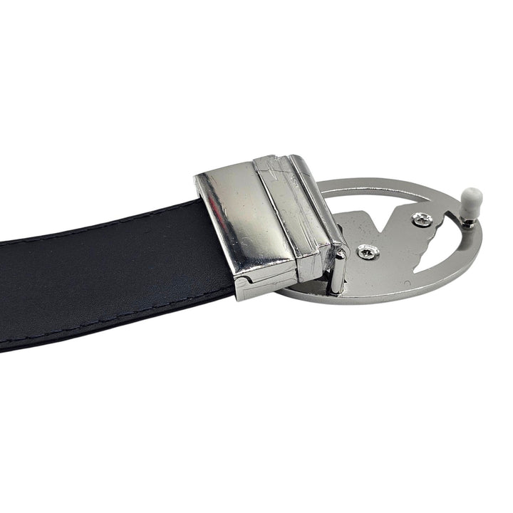 Emporio Armani Leather Reversible Belt Black with Silver Eagle Buckle