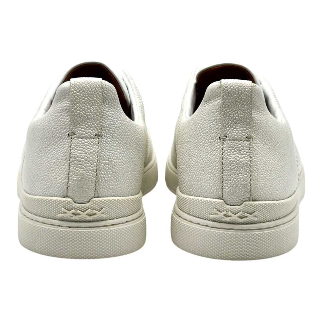 Zegna Triple Stitch Leather Sneakers in White US 12 UK 11