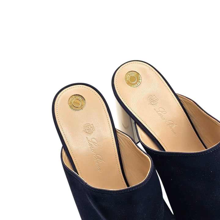 Loro Piana Alba Heeled Mules Neon Navy FAR1163 W1CS EU 40.5 US 10.5 - NWOB $1900