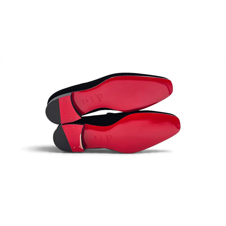 Christian Louboutin Dandelion Velvet Tuxedo Loafers Black EU 44 US 11 - NWOB