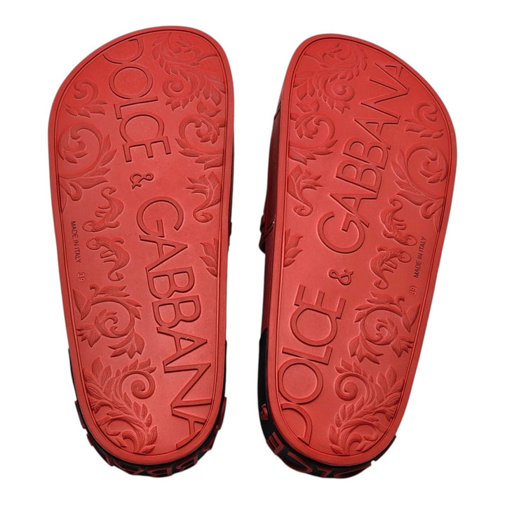 Dolce & Gabbana Logo Saint Barth Rubber Pool Slides Red EU 39 US 9