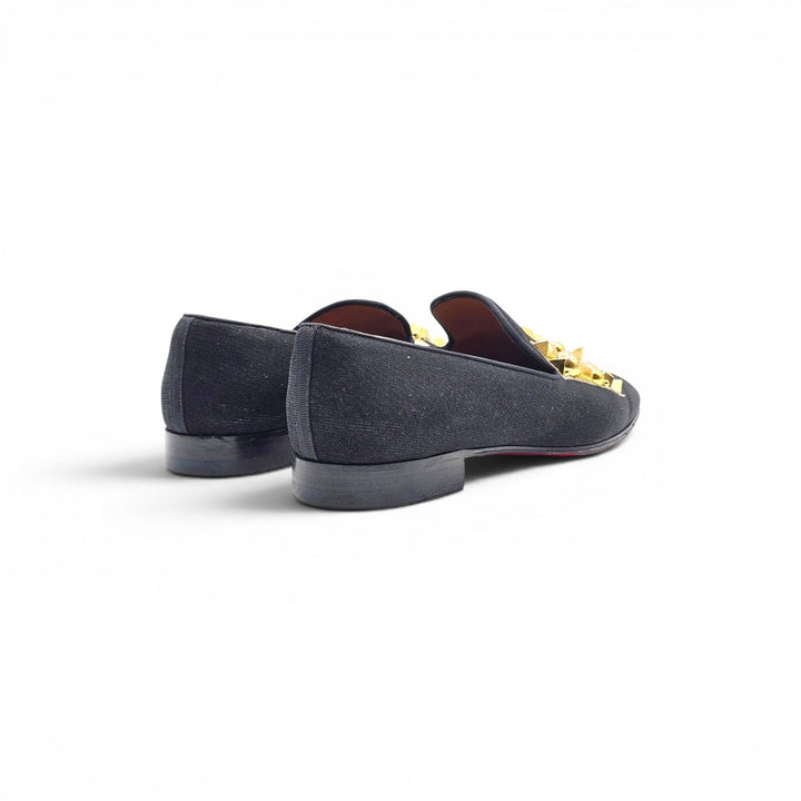 Christian Louboutin Love Met Men's Lurex Loafers Black Embellished EU 43 US 10