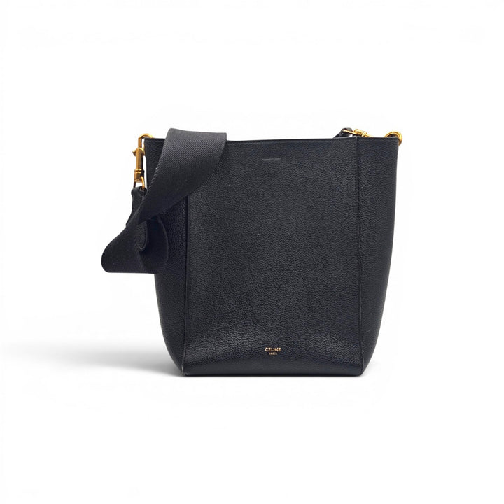 Celine Small Sangle in Black Grained Leather