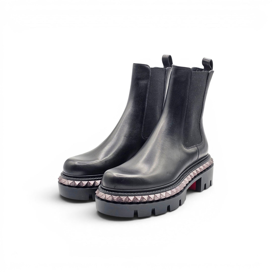 Christian Louboutin St Emilia Pyraclou Women's Leather Boots Black EU 37 US 7