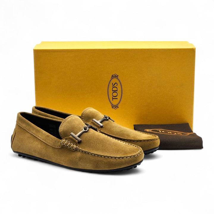 Tod's Gommino Driving Suede Brown Loafers Gunmetal Bit UK 7.5 US 9