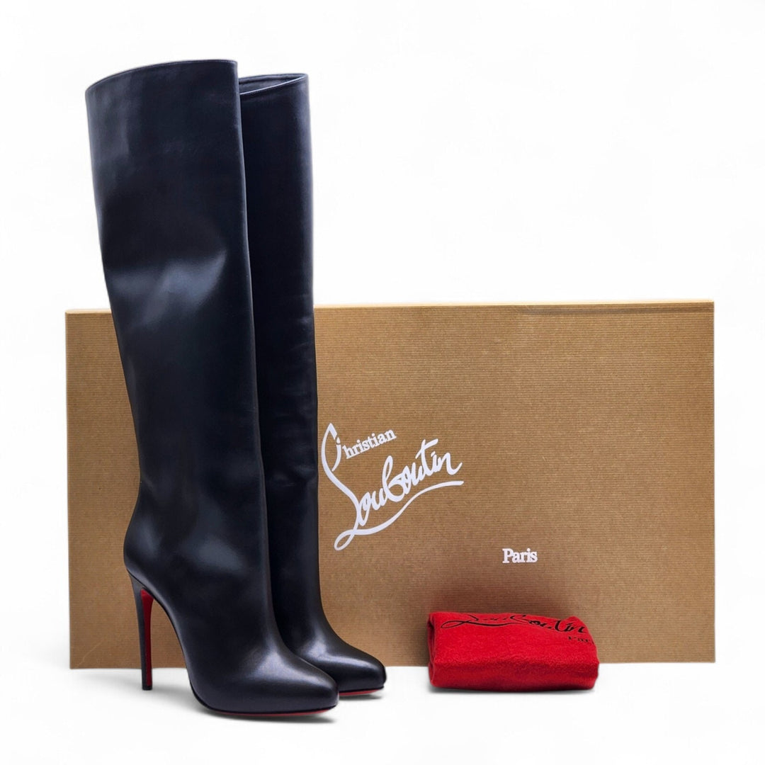 Christian Louboutin Vitish 100 Suede Knee-High Boots Black EU 39.5 US 9